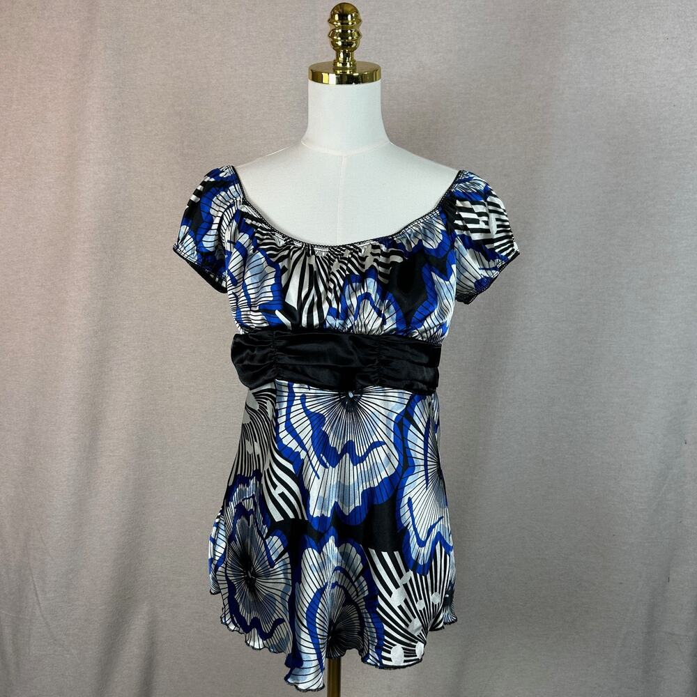 Heart Soul Women Y2K Babydoll Top Size XL Tie Back Satin Fairy Grunge Whimsigoth